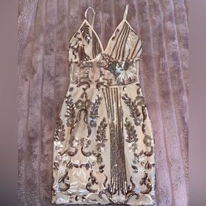 BNWT Pretty little thing gold sequin boycon dress